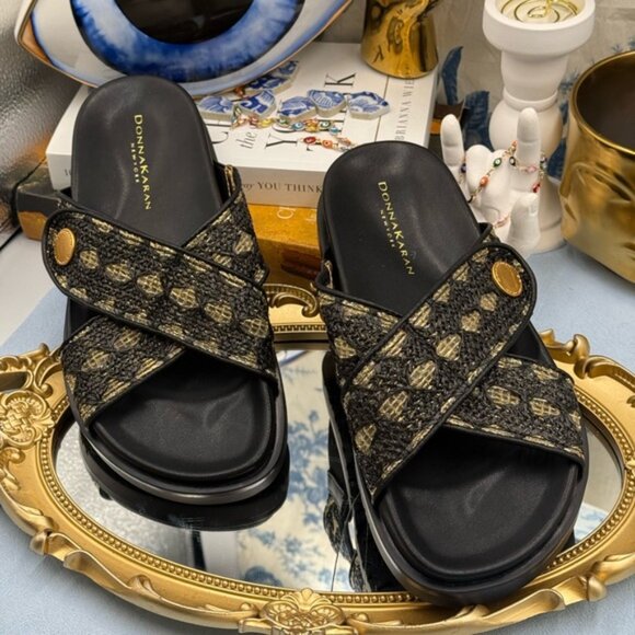 🆕 DONNA KARAN NEW YORK 🧿 NWOB Harisa X-Band Slip On Espadrille Sandal, Sz US 7 - Picture 4 of 15